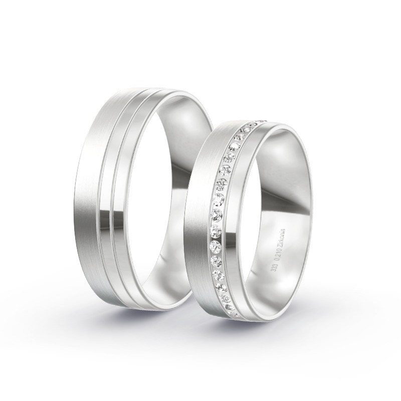 2 Eheringe / Partnerringe Weißgold Modell 2045 Tux