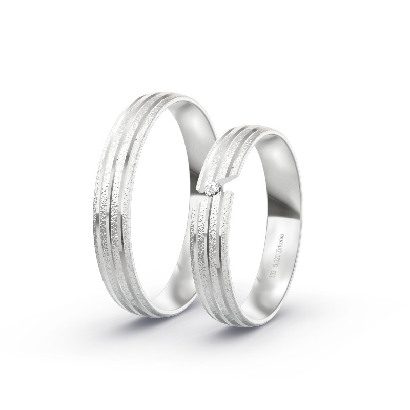 2 Eheringe / Partnerringe Weißgold Modell 2474 Sinzing