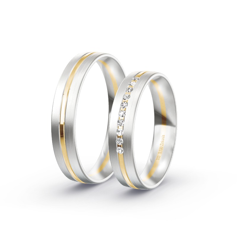 2 Eheringe / Partnerringe BiColor Modell 1881 Sassenburg