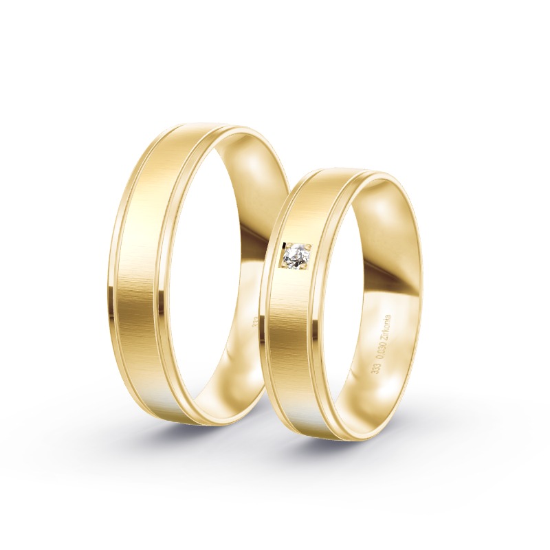 2 Eheringe / Partnerringe Gelbgold Modell 2128 Nördlingen