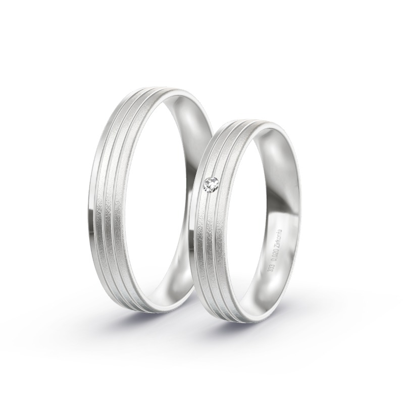 2 Trauringe / Eheringe Weißgold - Modell 1643 Kelheim