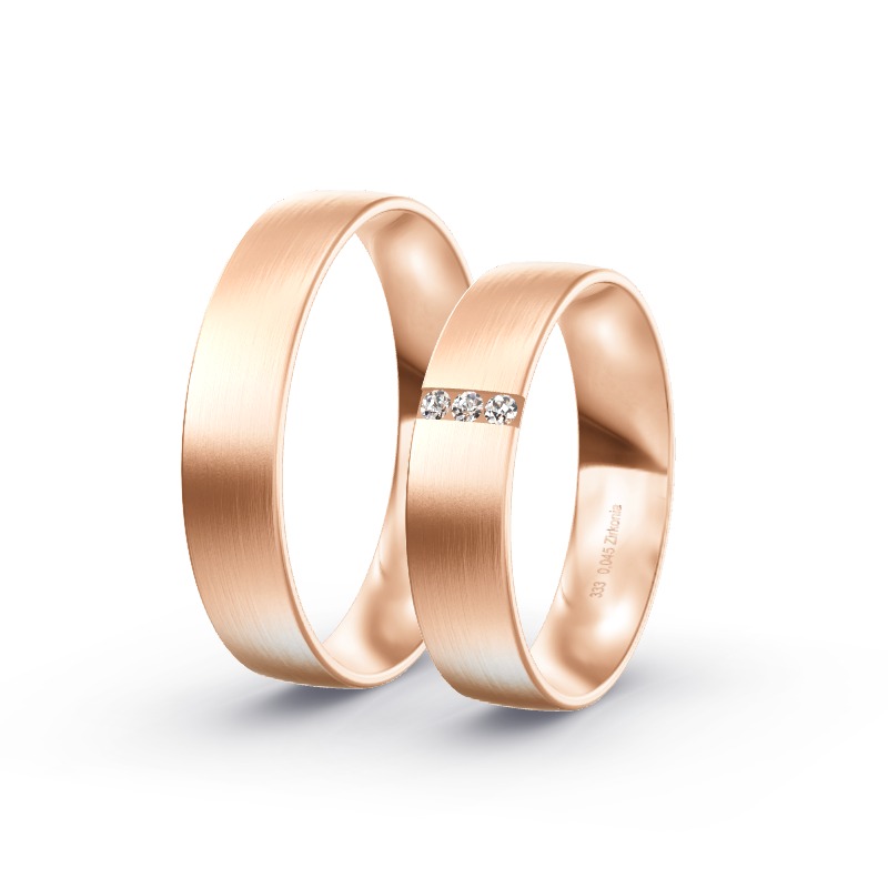 2 Trauringe / Eheringe Roségold - Modell 1638 Randersacker