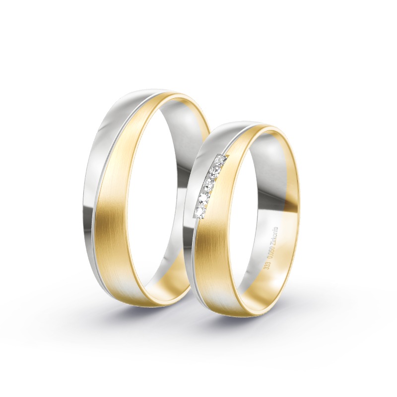 2 Eheringe / Partnerringe BiColor Modell 1803 Obersinn