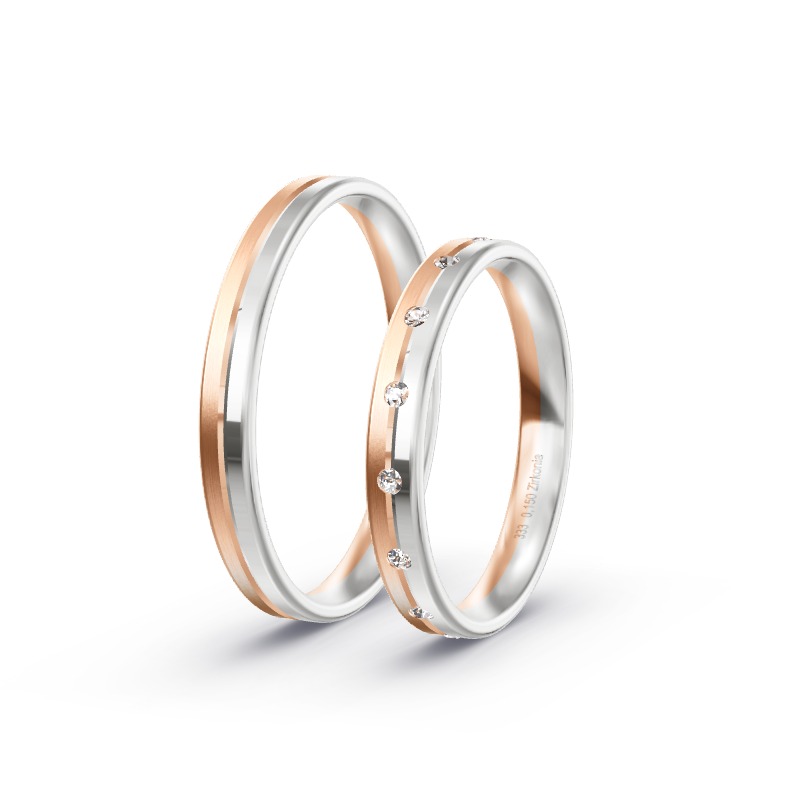 2 Eheringe / Partnerringe BiColor - Modell 2401 Bleicherode