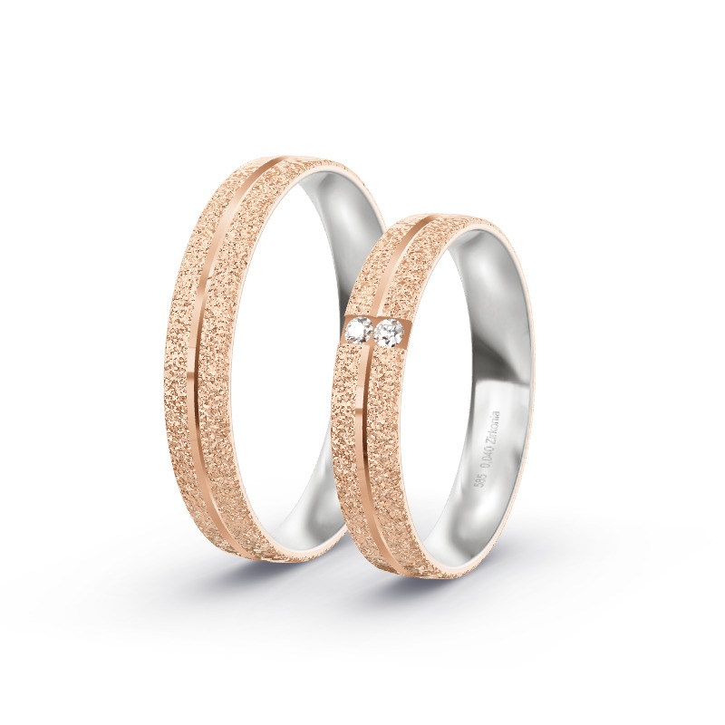 2 Eheringe / Partnerringe 585 Gold BiColor - Modell 2385 Schönberg