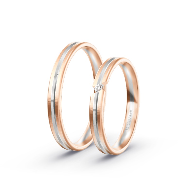 2 Eheringe / Partnerringe BiColor - Modell 2240 Hildburghausen