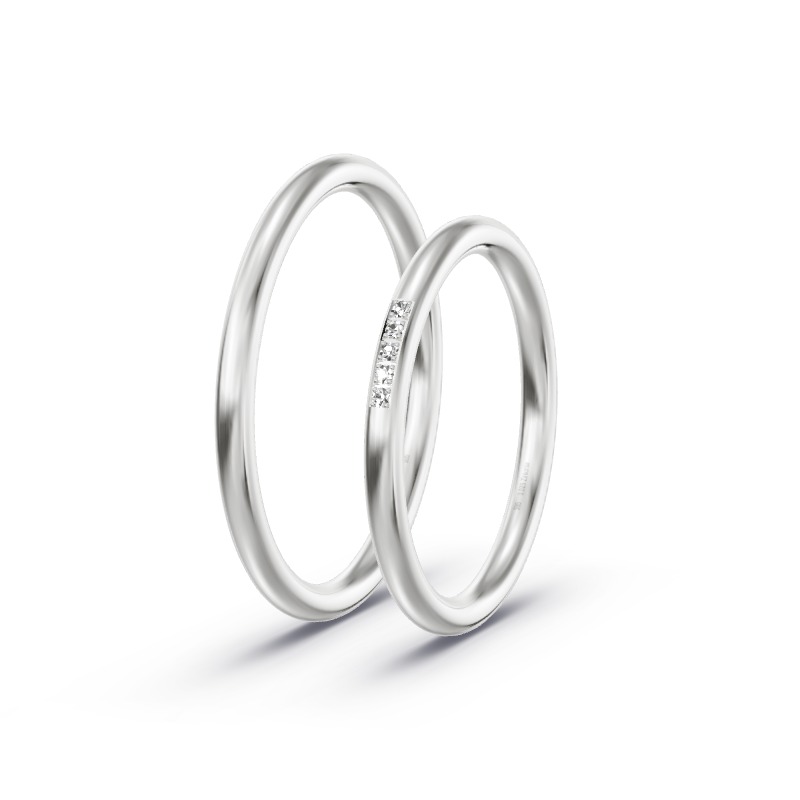 2 Eheringe / Partnerringe 585 Weißgold Modell 2572 Barsbüttel