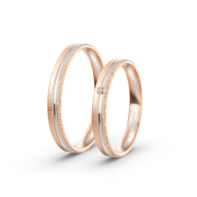 2 Eheringe / Partnerringe 585 Gold BiColor - Modell 2400 Hahnbach