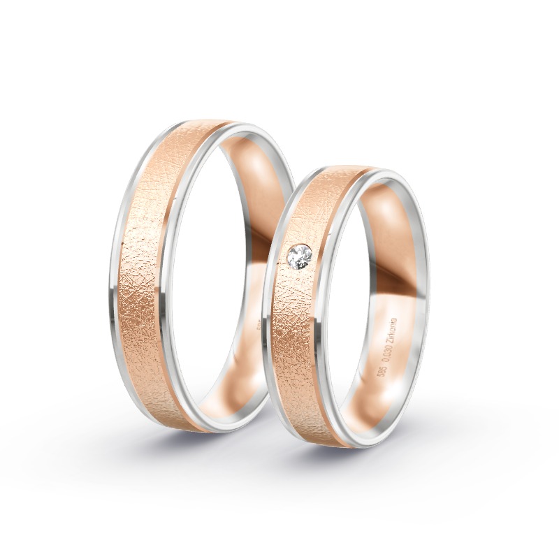 2 Eheringe / Partnerringe 585 Gold BiColor - Modell 2367 Pappenheim