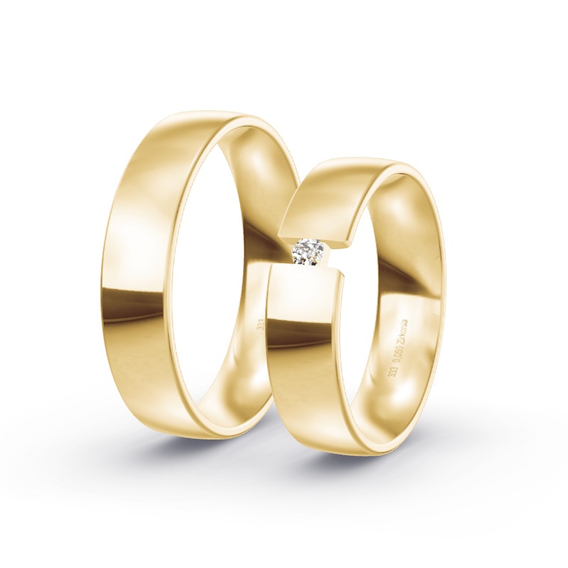 2 Eheringe / Partnerringe Gelbgold Modell 1781 Schwelm