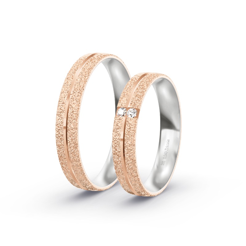 2 Eheringe / Partnerringe 585 Gold BiColor - Modell 2395 Hohenfels