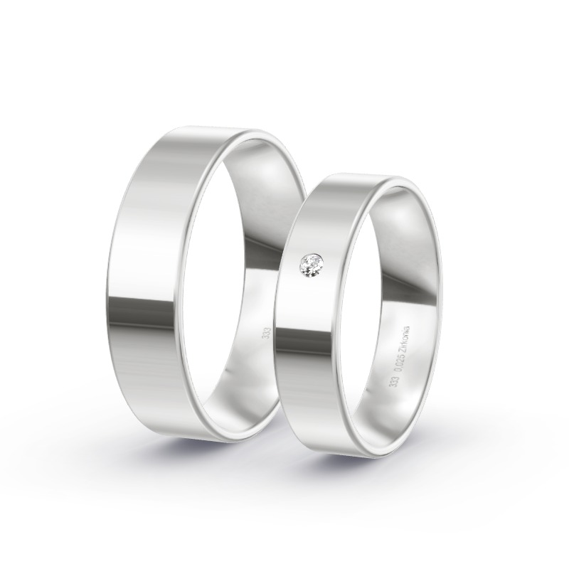 2 Eheringe / Partnerringe Weißgold Modell 1898 Tanna