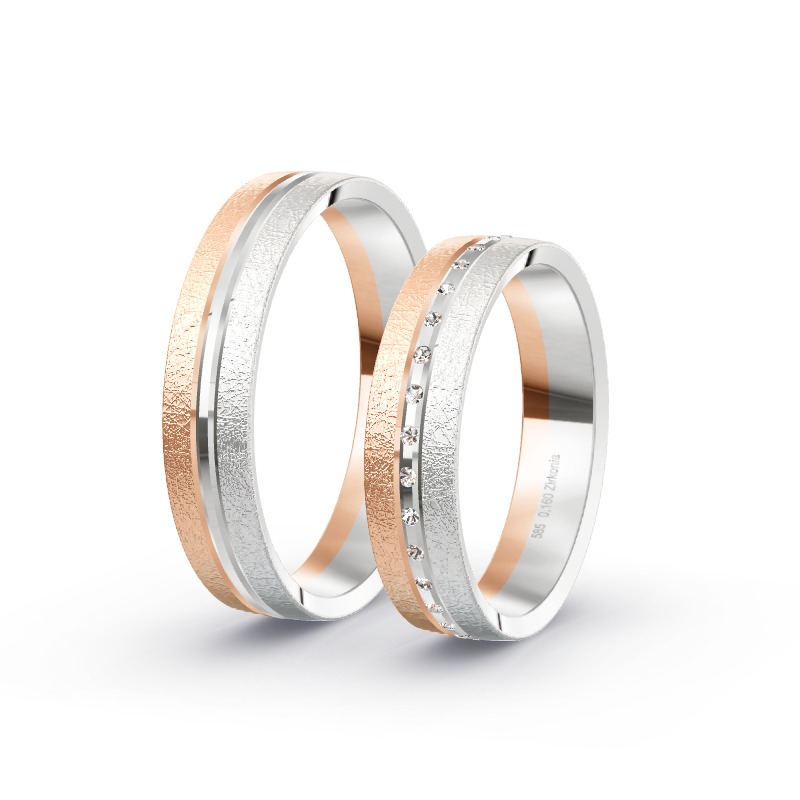 2 Eheringe / Partnerringe 585 Gold BiColor - Modell 2416 Idar-Oberstein