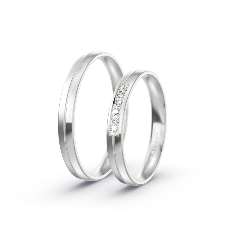 2 Eheringe / Partnerringe 585 Weißgold Modell 2574 Rellingen