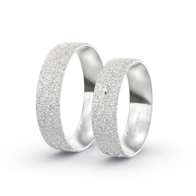 2 Eheringe / Partnerringe Weißgold Modell 2055 Innerkrems