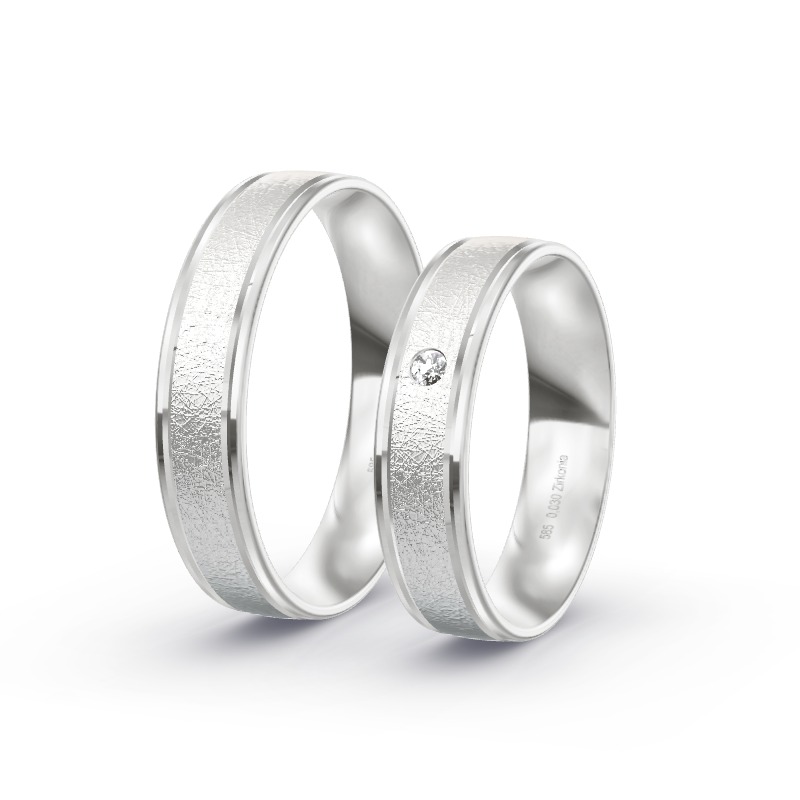 2 Eheringe / Partnerringe 585 Weißgold - Modell 2576 Puschendorf