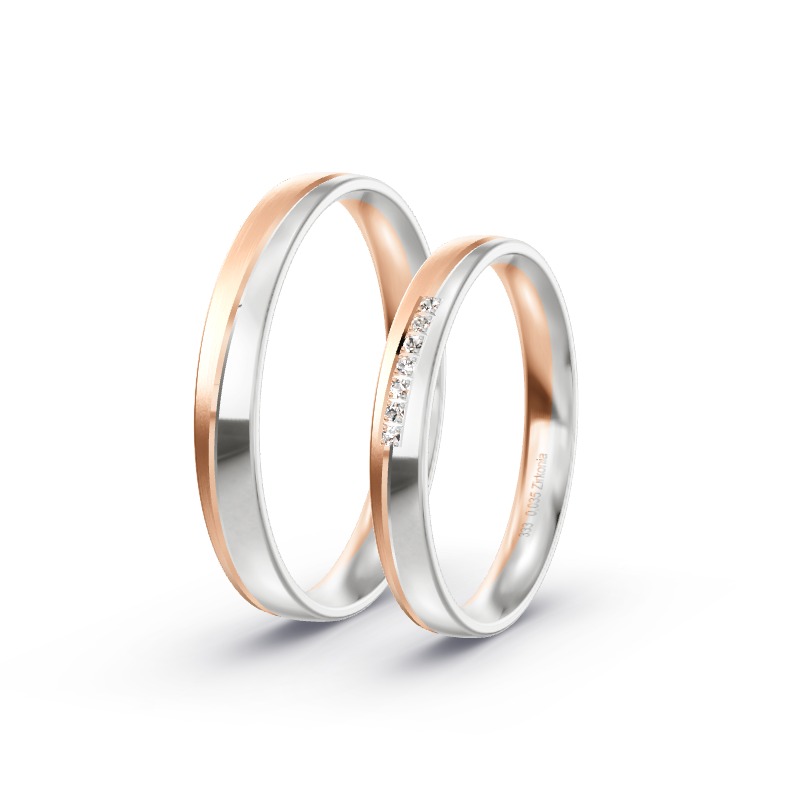 2 Eheringe / Partnerringe BiColor - Modell 2202 Hildesheim