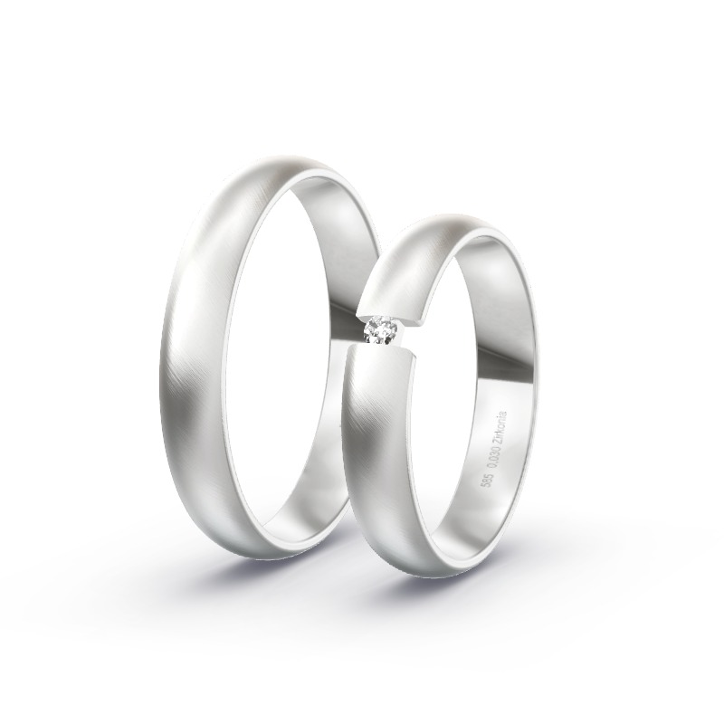2 Eheringe / Partnerringe 585 Weißgold Modell 2564 Billerbeck
