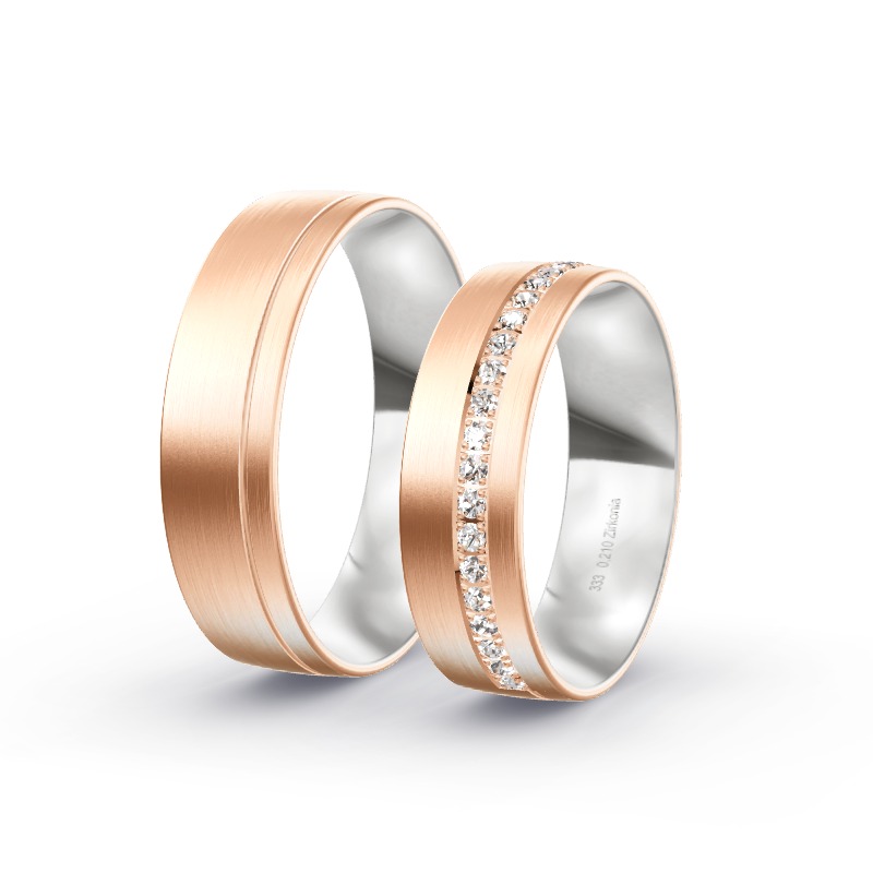 2 Eheringe / Partnerringe BiColor Modell 2047 Wenns