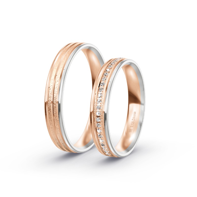 2 Eheringe / Partnerringe 585 Gold BiColor - Modell 2382 Hauzenberg